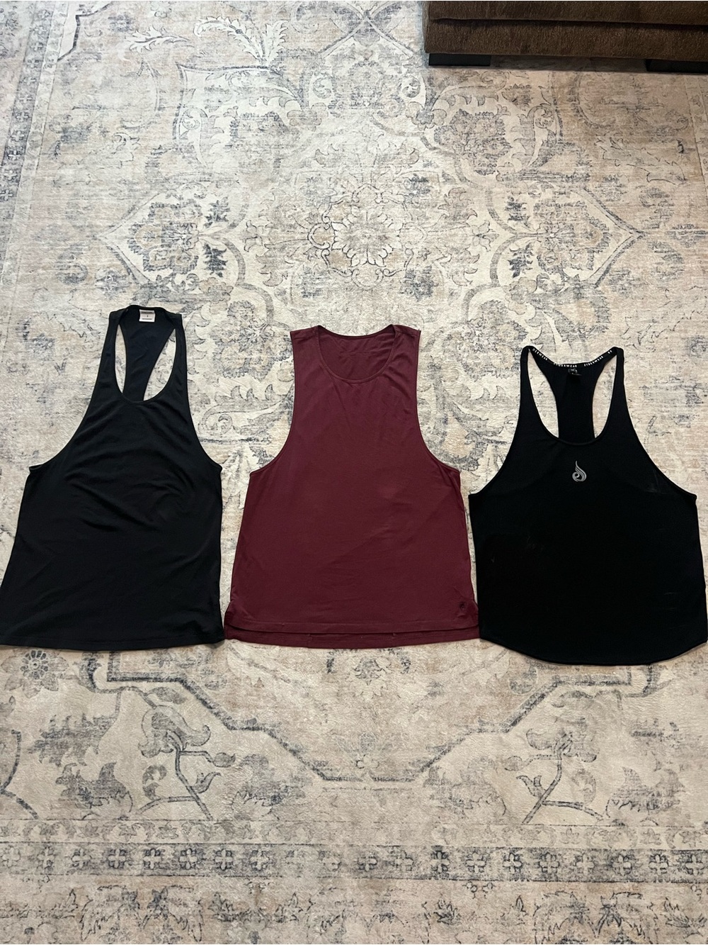 Gymshark, Alphalete, and Ryderwear Men's Tank Top Trio - Black & Burgundy